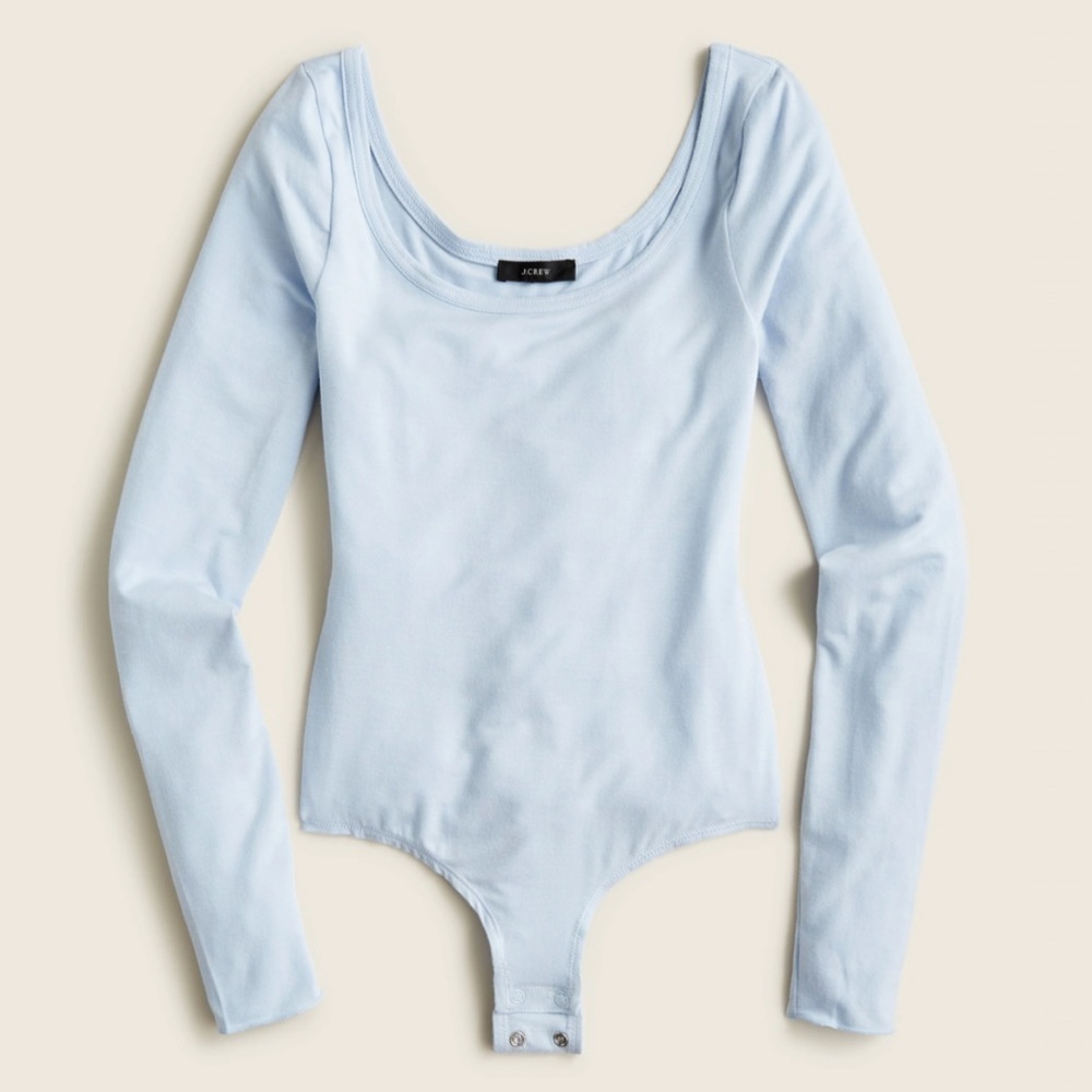 NWT J. Crew Stretch Scoopneck Thong Bodysuit in Light Blue